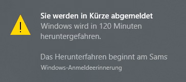 Bestätigung herunterfahren