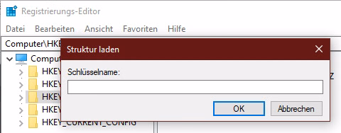 Regedit Schlüsselname